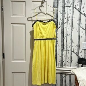 JCPENNY FASHIONS YELLOW DRESS WITH MULTICOLOR DETAIL-VINTAGE-SIZE 9/10